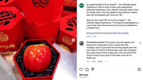 T&T Supermarket Envy Apple Lunar New Year Instagram Update