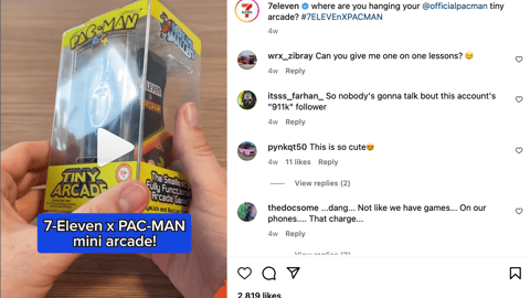 7-Eleven x Pac-Man Tiny Arcade Instagram Update