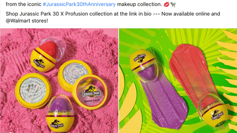 Profusion Cosmetics Walmart Jurassic Park Facebook Update