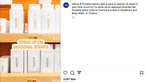 Native Walmart 'Pumpkin Spice Latte' Instagram Update