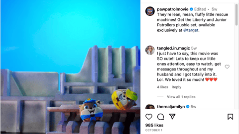 Paw Patrol Target 'Rescue Machines' Instagram Update