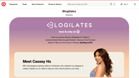 Target Blogilates 'Meet Cassey Ho' Web Page