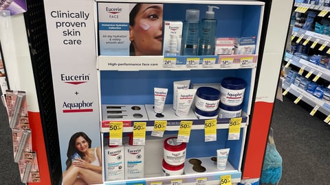 Walgreens Eucerin Aquaphor 'Clinically Proven Skin Care' Endcap Display