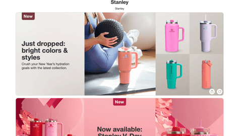 Target Stanley V-Day Tumblers 'Now Available' Web Page