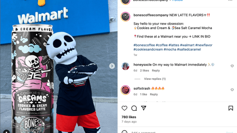 Bones Coffee Company Walmart 'New Latte Flavors' Instagram Update