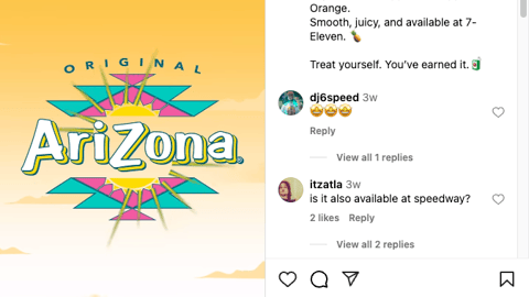 AriZona Whipped Pineapple Orange 7-Eleven Instagram Update