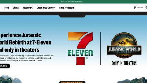 7-Eleven Jurassic World Rebirth Landing Page