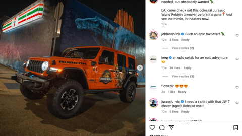 7-Eleven 'Jurassic World Rebirth' Instagram Update
