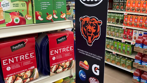 Jewel-Osco 'Savings From Our Exclusive Chicago Bears Partners' Aisle Violator