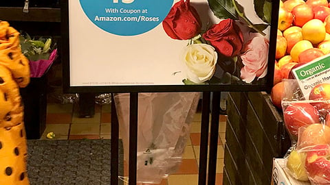 Whole Foods 'Two Dozen Roses' Stanchion Sign