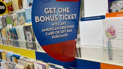 Albertsons American Greetings 'Bonus Ticket' Shelf Talker