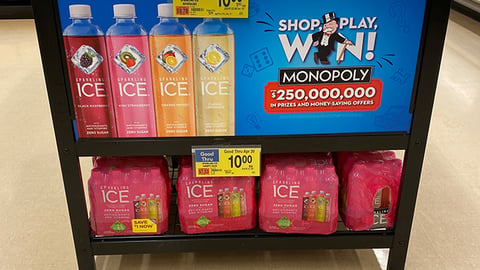 Shaw's Sparkling Ice Monopoly Dump Bin