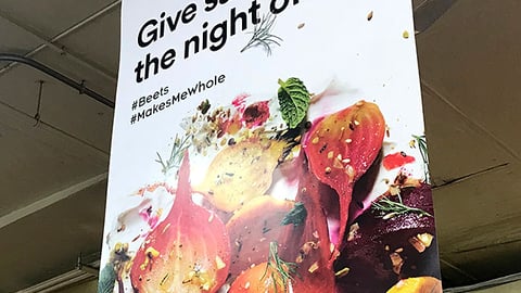 Whole Foods 'Give Salad the Night Off' Ceiling Sign