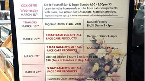 Whole Foods 'Beauty Week' Stanchion Sign