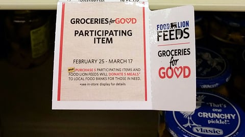 Food Lion 'Groceries for Good' Shelf Sign