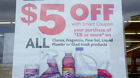 Family Dollar Clorox 'Click. Shop. Save.' Window Poster