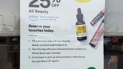 Whole Foods Beauty Pre-Shop Window Sign