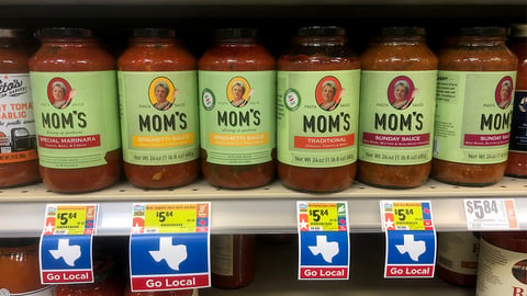 H-E-B 'Go Local' Mom's Sauce Price Labels