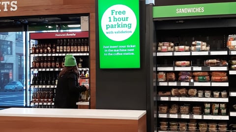 Amazon Go Grocery 'Parking with Validation' Digital Sign