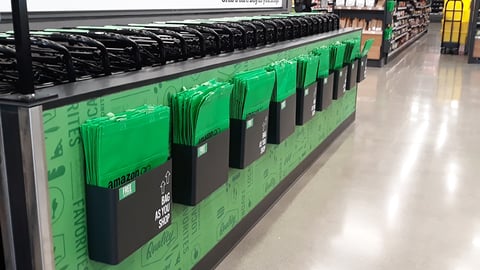 Amazon Go Grocery 'Grab a Cart. Bag as You Shop' Station