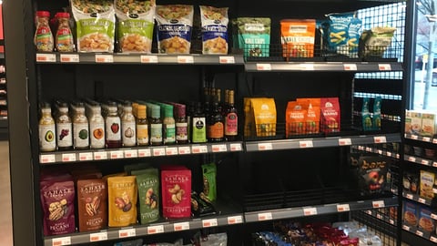 Amazon Go Grocery 'Dried Fruits, Nuts & Dressings' Endcap
