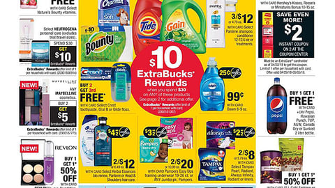 CVS P&G ‘$10 ExtraBucks Rewards’ Features