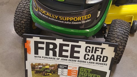 Home Depot John Deere ’Gift Card’ Framed Incentive Sign