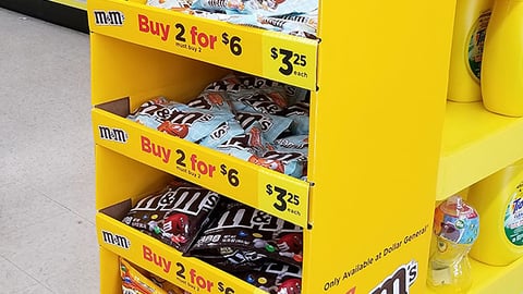 Orange Vanilla Cream M&M's 'Only Available at Dollar General' Floorstand