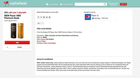 Target Cartwheel Pepsi 1893 Offer Page