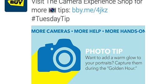 Best Buy 'Camera Experience Shop' Twitter Update