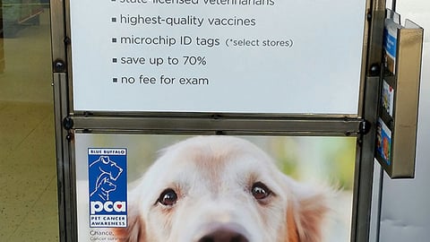 Blue Buffalo Petco 'Help Fight Pet Cancer' Stanchion Sign