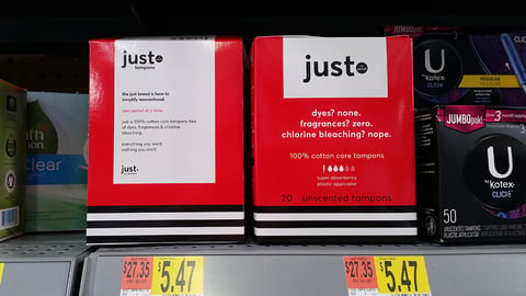 Walmart Just. Tampon Merchandising