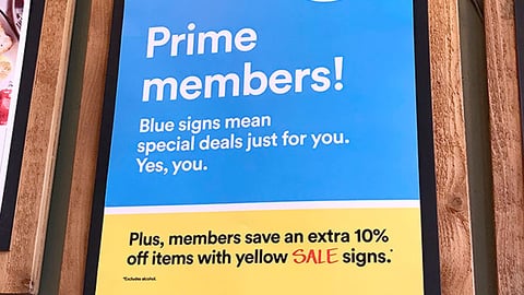 Whole Foods 'Prime Member Deals' Framed Sign