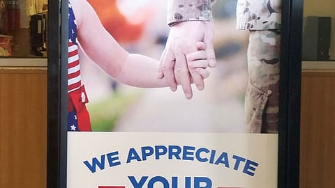 Kroger 'We Appreciate Your Service' Stanchion Sign
