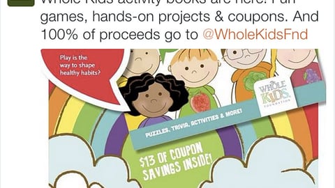 Whole Foods 'Whole Kids Activity Book' Tweet