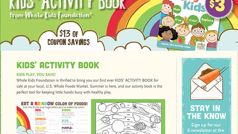 Whole Foods 'Kids' Activity Book' Landing Page
