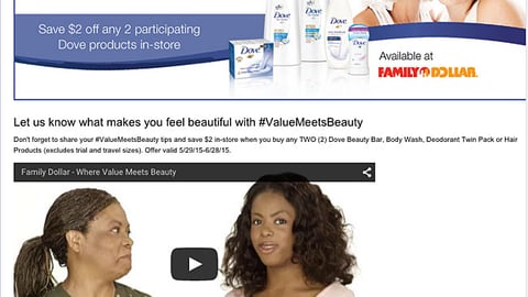 Family Dollar Dove '#ValueMeetsBeauty' Facebook Page