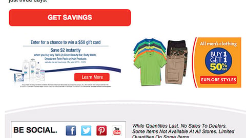 Family Dollar Dove 'Win a $50 Gift Card' Email Ad