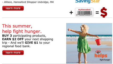 Hannaford 'Help Fight Hunger' Email Ad