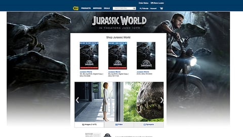 Best Buy 'Jurassic World' Web Page