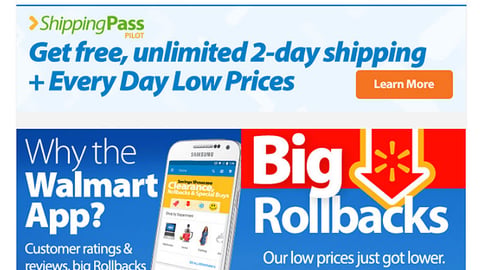 Walmart 'Big Rollbacks' Email