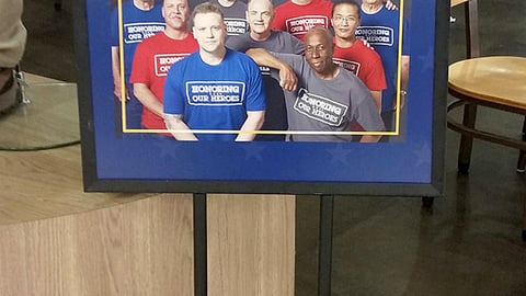 Fry's 'We've Hired More than 43,000 Veterans' Stanchion Sign