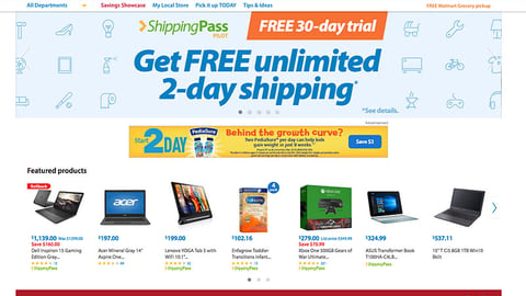 Walmart ShippingPass '30-Day Trial' Carousel Ad