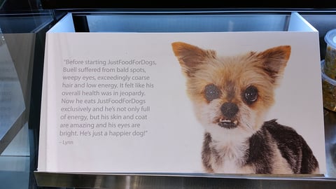 Petco JustFoodForDogs Testimonial Card