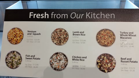 Petco JustFoodForDogs Menu