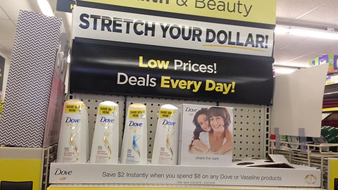 Dove Dollar General 'Save $2 Instantly' Shelf Tray