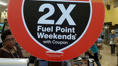 Kroger '2X Fuel Point Weekends' Checkout Sign