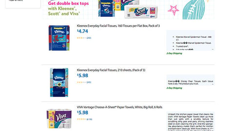 Walmart K-C 'Double Box Tops' E-Commerce Page