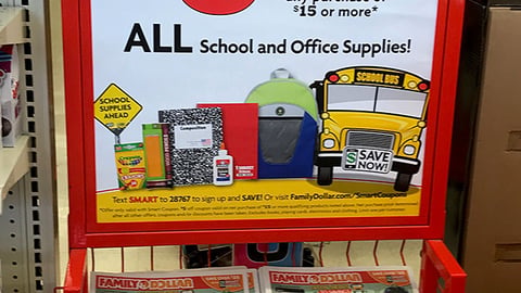 Family Dollar 'Smart Coupons' Rack Sign