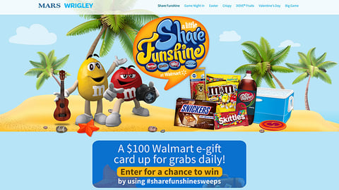Mars Walmart 'Share Funshine' Web Page